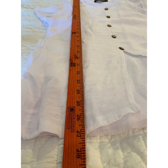 Creation Blouse Size Large Top Gauzy Button Down White Womens Cool for Summer - Picture 9 of 9